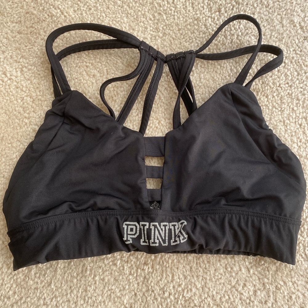 PINK black sports bra